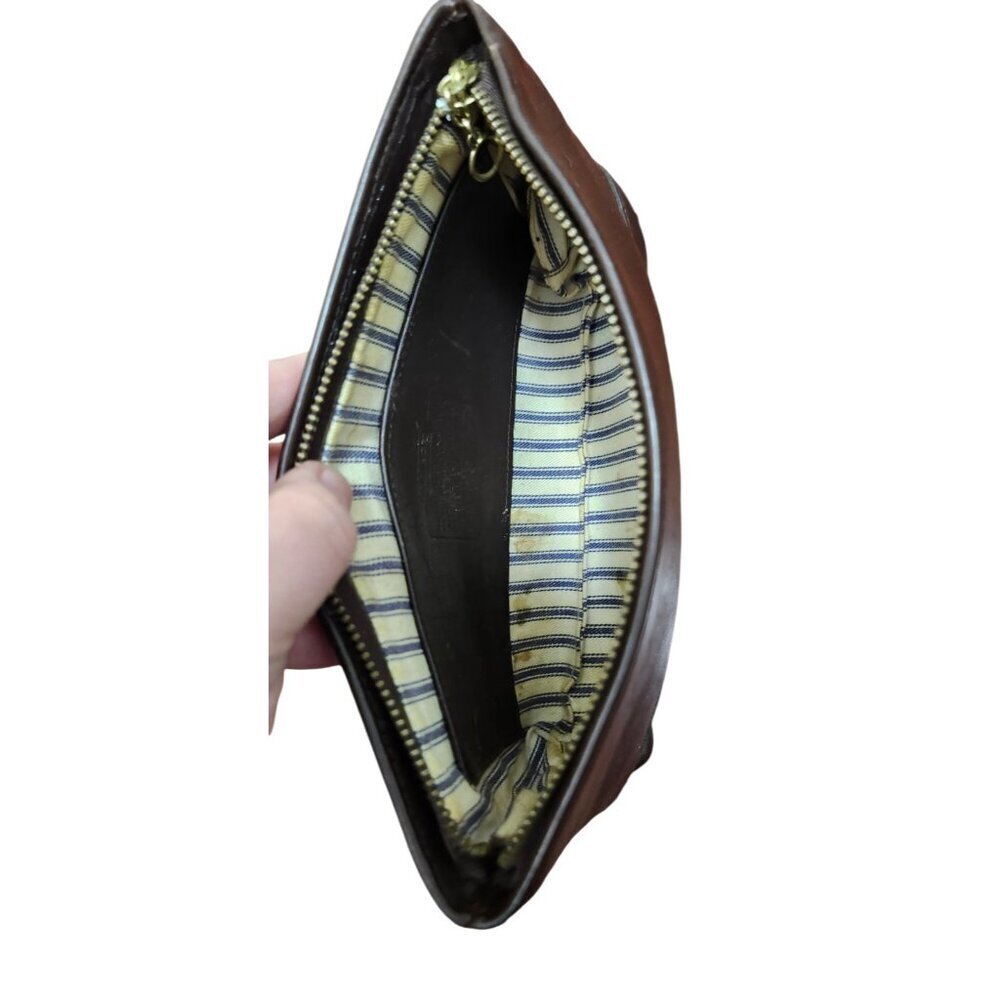 Vintage Coach Leather Cosmetic Pouch Brown Zip Clutch USA Made Classic Minimal - Picture 6 of 12